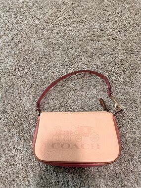 Coach Peach and Coral Pebbled Leather Wristlet